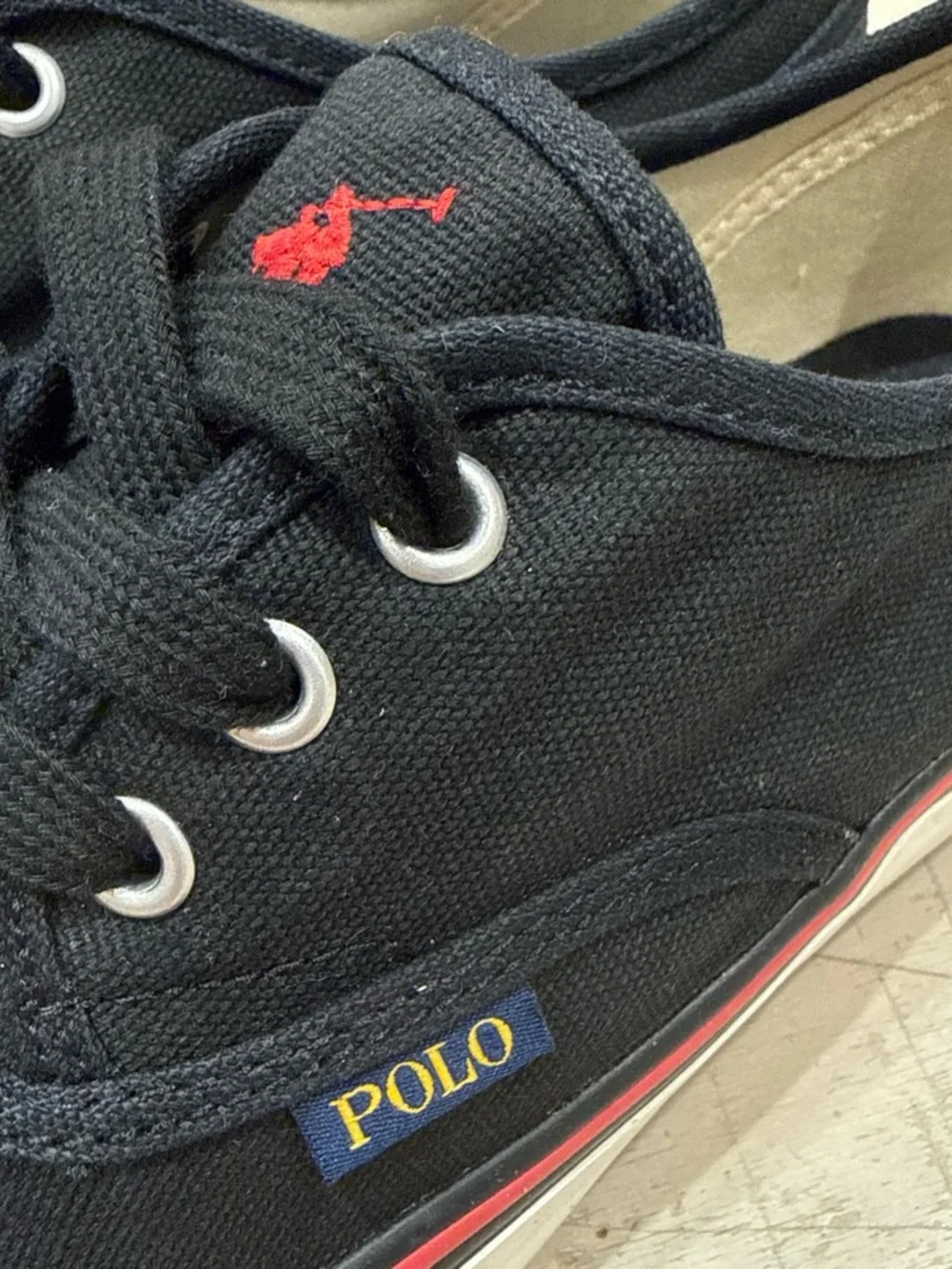 Polo Ralph Lauren Morray Color Black Canvas Sneaker Size 7